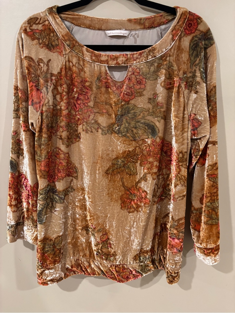 Soft surroundings crushed velvet fall top
